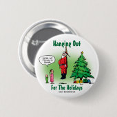 Uitgehangen Kerstman Verdraaide Cartoon Ronde Button 5,7 Cm (Voorkant /achterkant)