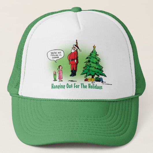 Uitgehangen Kerstman Verdraaide Cartoon Trucker Pet (Voorkant)