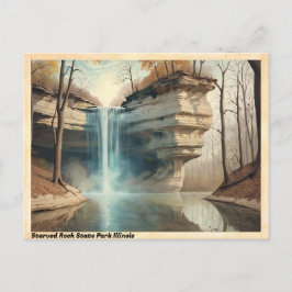 uitgehongerde Rock State Park Illinois Vintage Tra Briefkaart