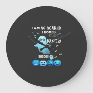 Uitgejoelde Broek Halloween Geest Blauwe Pompoenen Grote Klok