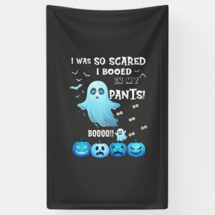 Uitgejoelde Broek Halloween Geest Blauwe Pompoenen Spandoek