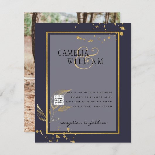 UITGEKIEN Foto Huwelijksuitnodiging Save the Date (Voorkant / Achterkant)