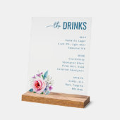 Uitgekiend Blauw Bloemendrankenmenu Acryl Bord (Hoek)