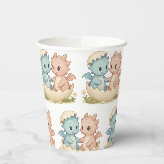 Uitgekomen Twins Baby Dragon Fantasy Party Papiere Papieren Bekers (Links)