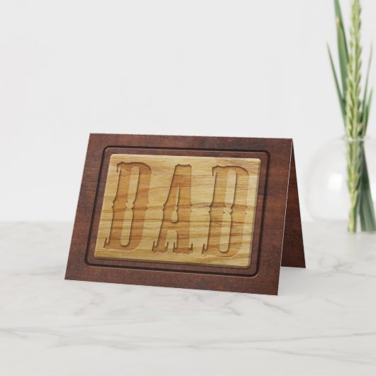 Uitgekookt hout | DAD | Faux Wooden Vaderdag Kaart (Voorkant)