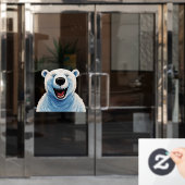 Uitgelaten polair beer raamsticker (Kantoordeur)