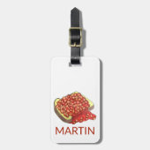 Uitgelekte bonen op Toast UK British Cuisine Food Bagagelabel (Voorkant verticaal)