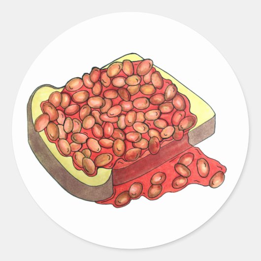 Uitgelekte bonen op Toast UK British Cuisine Food Ronde Sticker (Voorkant)