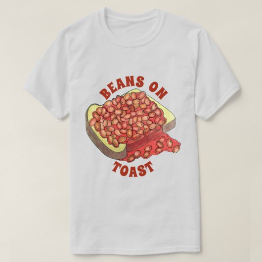 Uitgelekte bonen op Toast UK British Cuisine Food T-shirt (Design voorkant)