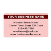 Uitgelichte bedrijfsnaam op lichtrood verzenden etiket (Voorkant)