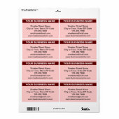 Uitgelichte bedrijfsnaam op lichtrood verzenden etiket (Full Sheet)