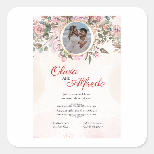 Uitgenodigd voor de Widding Vierkante Sticker (Voorkant)