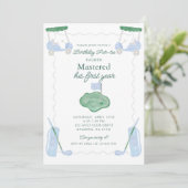 Uitgenodigde Eerste Verjaardag Par-tee Uitnodiging (Staand voorkant)