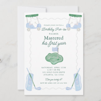 Uitgenodigde Eerste Verjaardag Par-tee Uitnodiging