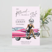 Uitgenodigde Roze Cadillac Aangepaste Uitnodiging (Staand voorkant)