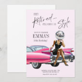 Uitgenodigde Roze Cadillac Aangepaste Uitnodiging (Voorkant / Achterkant)