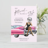 Uitgenodigde Roze Cadillac Aangepaste Uitnodiging (Staand voorkant)