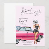 Uitgenodigde Roze Cadillac Aangepaste Uitnodiging (Voorkant / Achterkant)