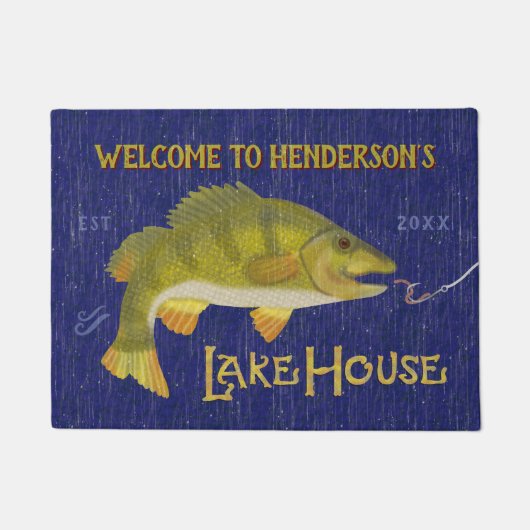 Uitgepersonaliseerde Nautical Bass Fish Lake House Deurmat (Voorkant)