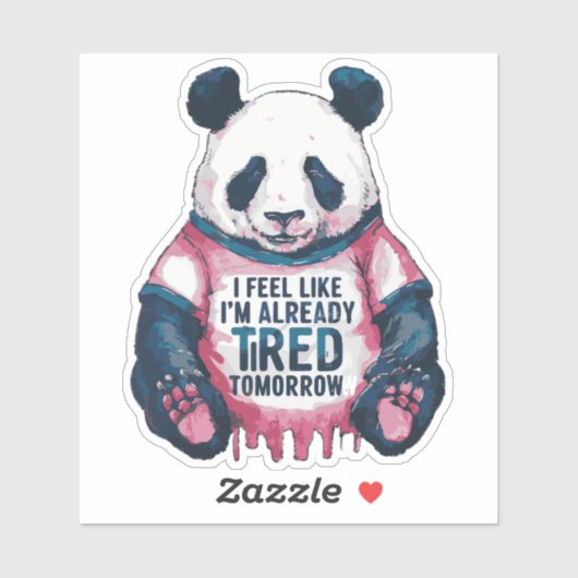 Uitgeput Grappig al vermoeide Panda Humor grap Sticker (Vel)