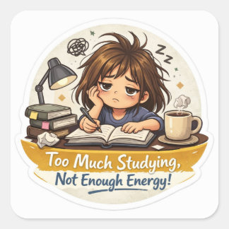 Uitgeput Studie Meisje Sticker