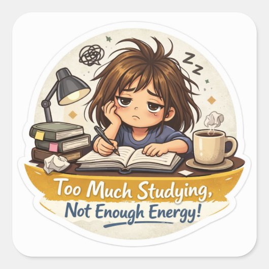 Uitgeput Studie Meisje Sticker (Voorkant)