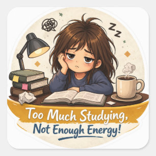 Uitgeput Studie Meisje Sticker