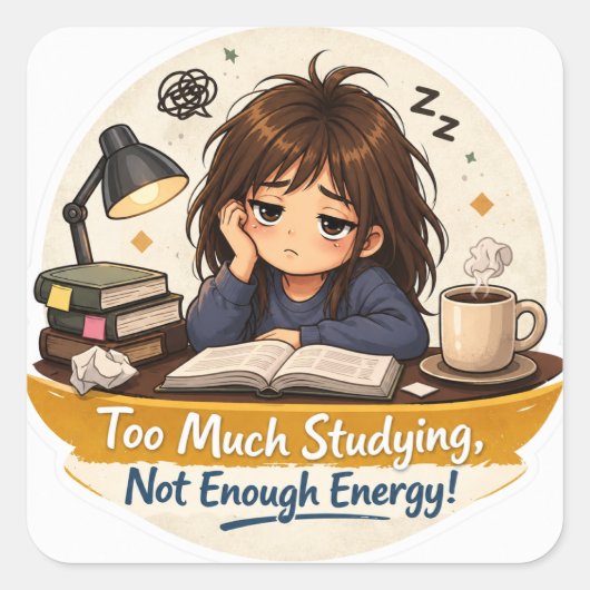 Uitgeput Studie Meisje Sticker (Voorkant)