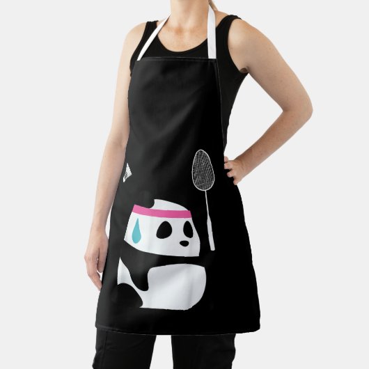 Uitgeputte badminton panda grappig schattig schort (Insitu)