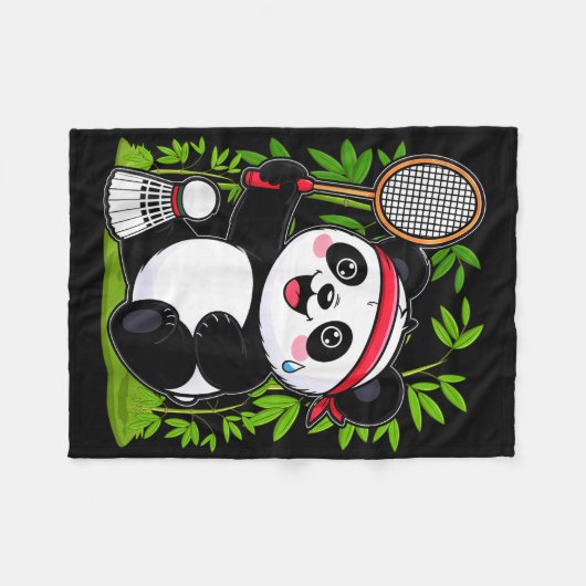 Uitgeputte Badminton Panda - Grappige Schattigee S Fleece Deken (Voorkant (Horizontaal))