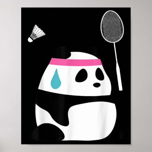 Uitgeputte Badminton Panda - Grappige Schattigee S Poster (Voorkant)