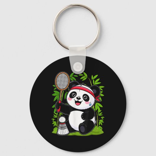 Uitgeputte Badminton Panda - Grappige Schattigee S Sleutelhanger (Voorkant)