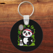Uitgeputte Badminton Panda - Grappige Schattigee S Sleutelhanger (Voorkant)