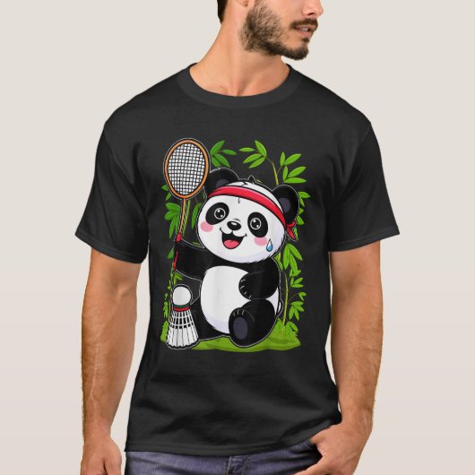 Uitgeputte Badminton Panda - Grappige Schattigee S T-shirt (Voorkant)