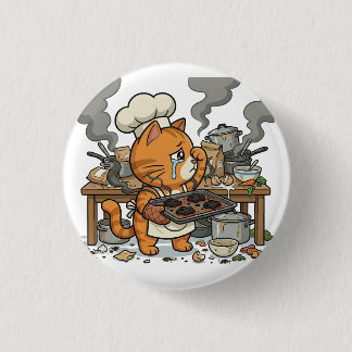 Uitgeputte Chef Kat Keukenramp Knop Ronde Button 3,2 Cm