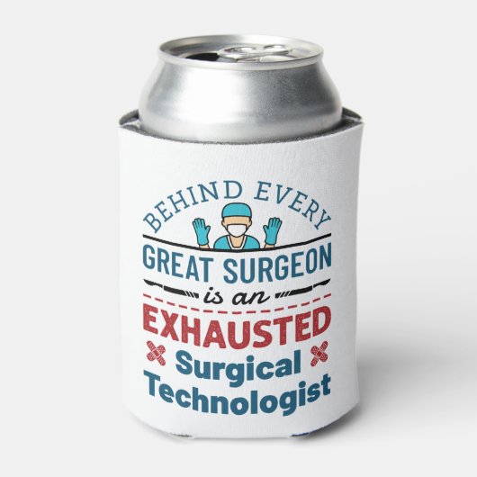 Uitgeputte Chirurgische Technoloog Grappige Scrub  Blikjeskoeler (Blikje Voorkant)