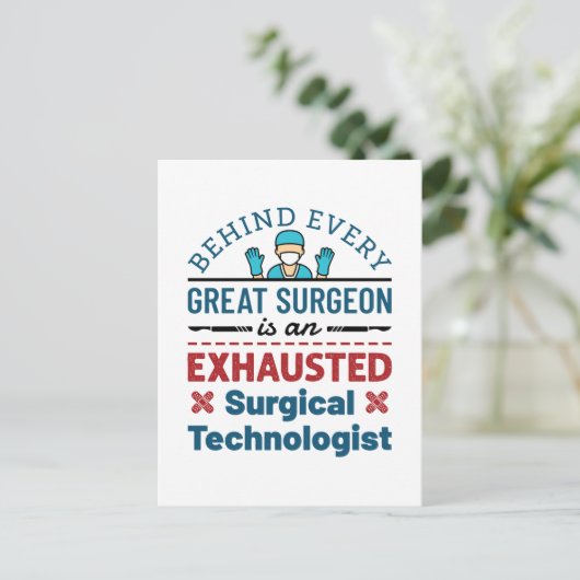 Uitgeputte Chirurgische Technoloog Grappige Scrub Briefkaart (Staand voorkant)