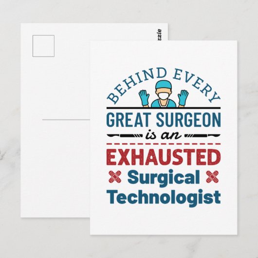 Uitgeputte Chirurgische Technoloog Grappige Scrub Briefkaart (Voorkant / Achterkant)