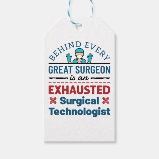Uitgeputte Chirurgische Technoloog Grappige Scrub  Cadeaulabel (Voorkant)