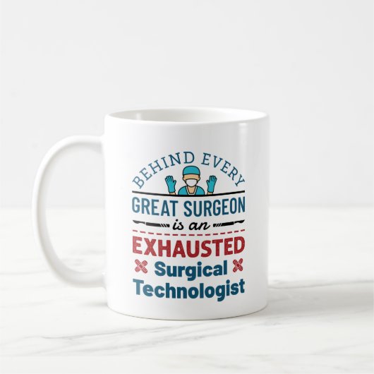 Uitgeputte Chirurgische Technoloog Grappige Scrub Koffiemok (Links)