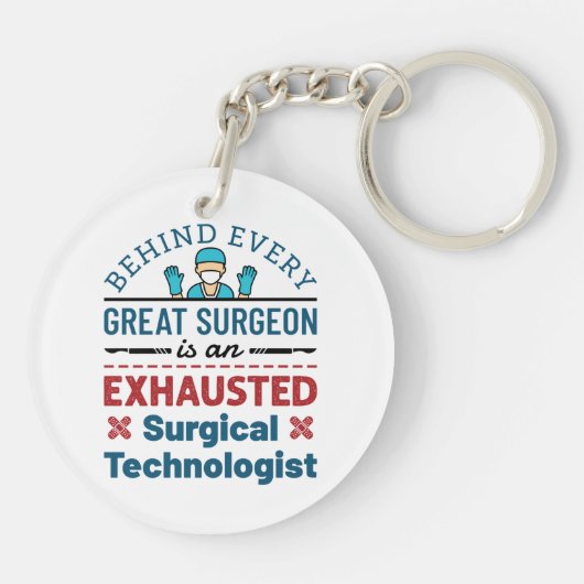 Uitgeputte Chirurgische Technoloog Grappige Scrub  Sleutelhanger (Achterkant)