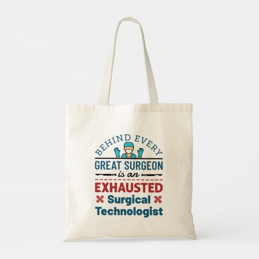 Uitgeputte Chirurgische Technoloog Grappige Scrub Tote Bag (Achterkant)