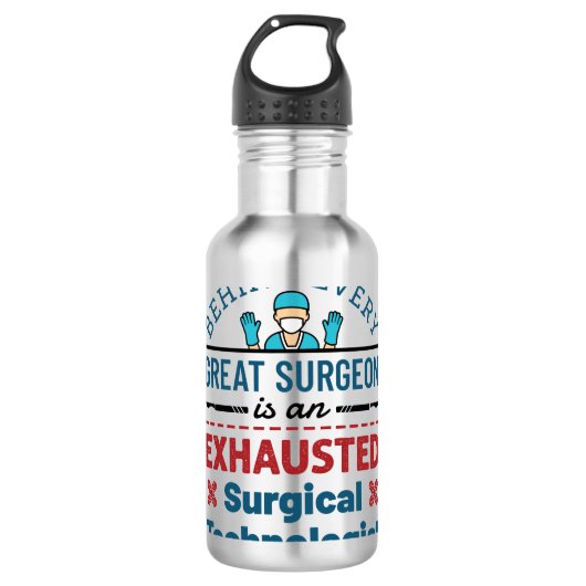 Uitgeputte Chirurgische Technoloog Grappige Scrub  Waterfles (Voorkant)