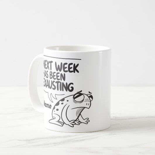 Uitgeputte kikker Funny Cartoon Mok ontwerp (Voorkant links)