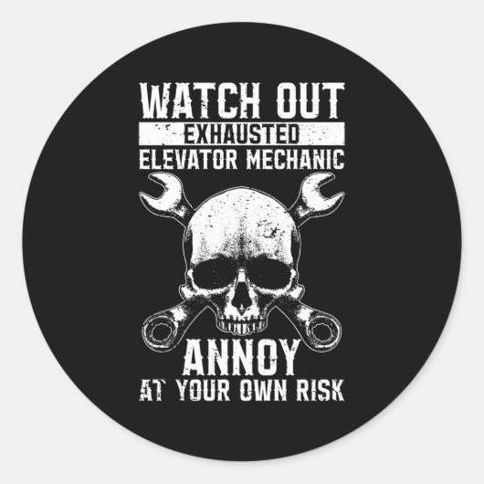 Uitgeputte Lift Mechanic Technician Engineer EL Ronde Sticker (Voorkant)