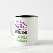 Uitgeputte technicus van Lab Tweekleurige Koffiemok (Voorkant links)