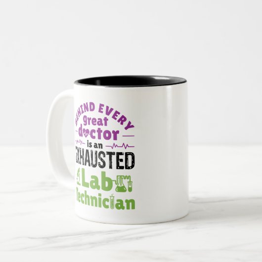 Uitgeputte technicus van Lab Tweekleurige Koffiemok (Voorkant links)