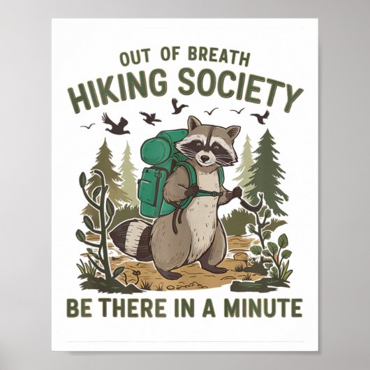 Uitgeputte Wandelvereniging Wasbeer Grappig Wandel Poster (Voorkant)