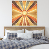 Uitgerekt Canvas - Boheemse Sunburst in Warm Afdruk (Insitu (Slaapkamer))