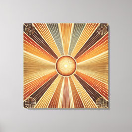 Uitgerekt Canvas - Boheemse Sunburst in Warm Afdruk